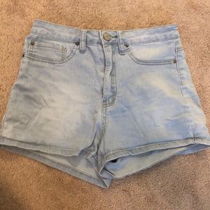 Blue high-rise shorts